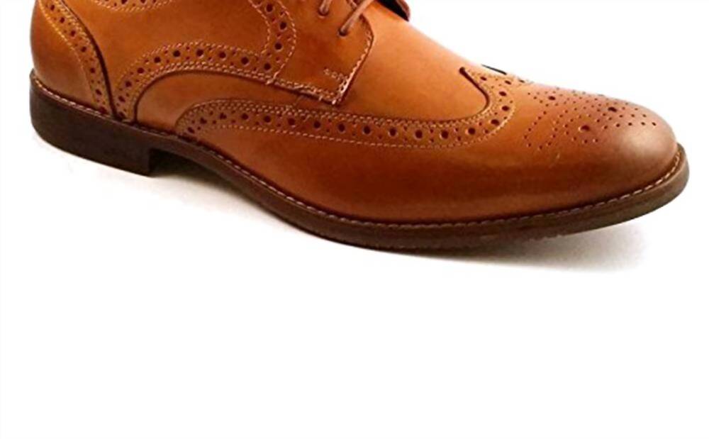 NEW ROCKPORT men's symon wingtip shoes in tan